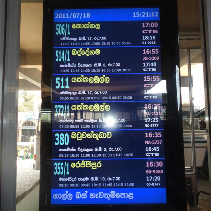 Timetable display